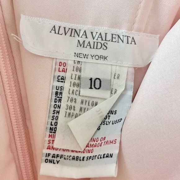 Alvina Valenta Maids Lace Strapless Long Formal Gown Dress Pink Silver Size 10 - Picture 9 of 10
